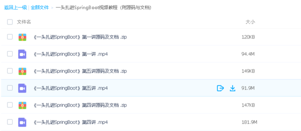  一头扎进SpringBoot视频教程（附源码与文档）,全套视频教程学习资料通过百度云网盘下载 
