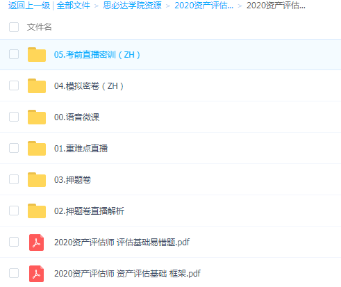 2020年资产评估师押题卷《资产评估基础》视频教程,全套视频教程学习资料通过百度云网盘下载 