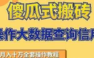  傻瓜式搬砖操作大数据查询信用赚钱方法：助你快速月入6万全套操作教程,全套视频教程学习资料通过百度云网盘下载 