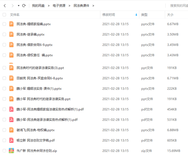 民法典课件,全套视频教程学习资料通过百度云网盘下载 