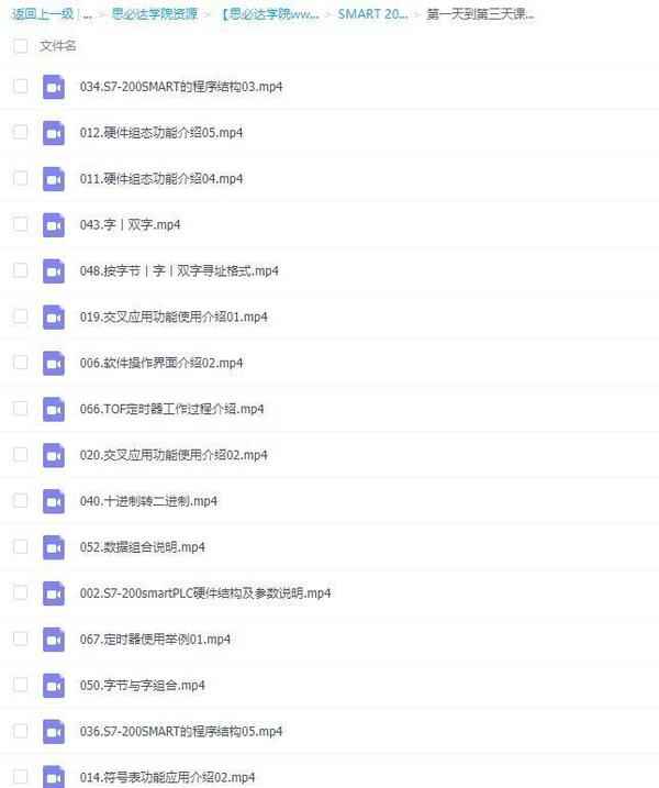 西门子Smart的PLC视频教程 ,全套视频教程学习资料通过百度云网盘下载 