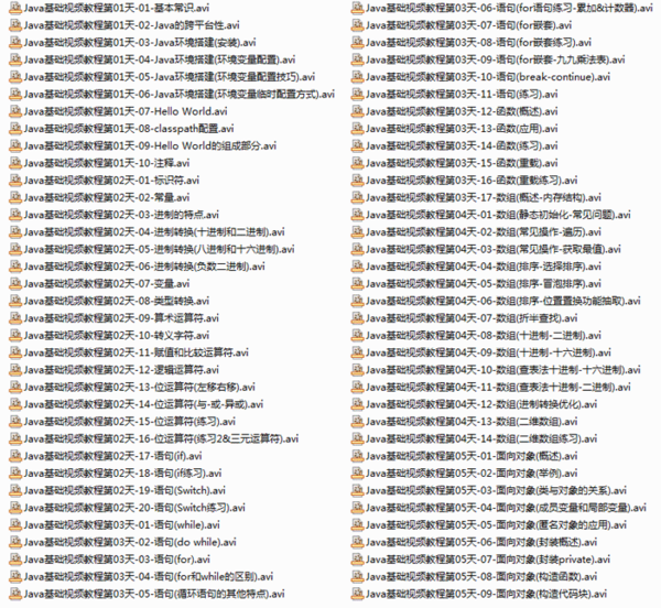 Java编程基础视频教程,全套视频教程学习资料通过百度云网盘下载 