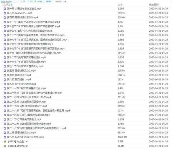 大鹏教育【UI设计行业实战班】视频+素材,全套视频教程学习资料通过百度云网盘下载 