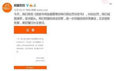 阿里巴巴被行政处罚182.28亿元 中国反垄断史上最大罚款