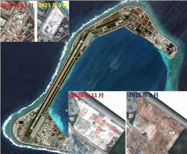 中国南海渚碧礁最新图片，南沙渚碧岛近十个“棚户区”开始拆迁改造